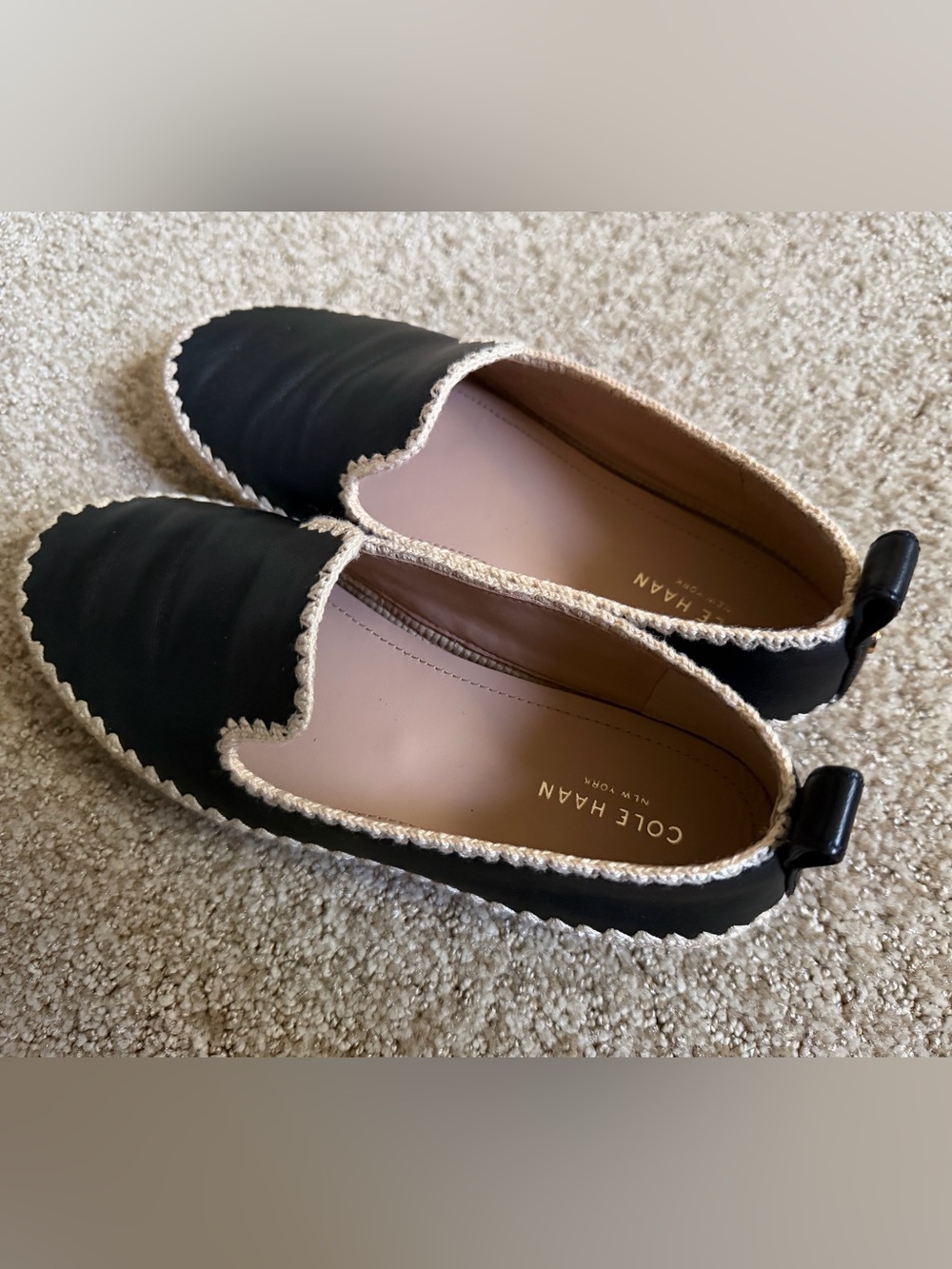 Cole Haan Black Slip-On Espadrille with Cream Trim